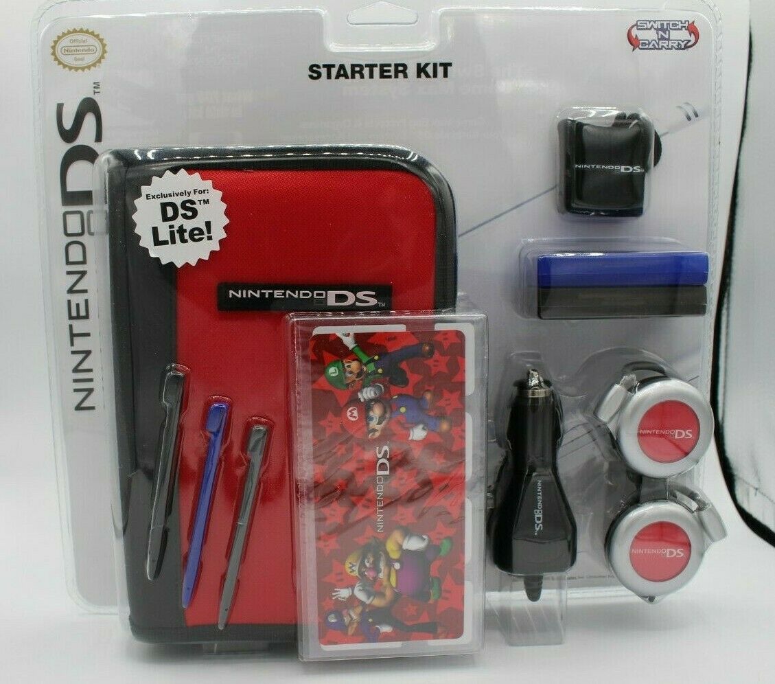 Nintendo DS Lite Starter Kit - Mario Accessory Kit in Red