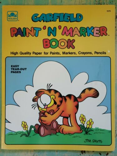 Vintage Garfield 1989 Paint 'n' Marker Book Golden Book New