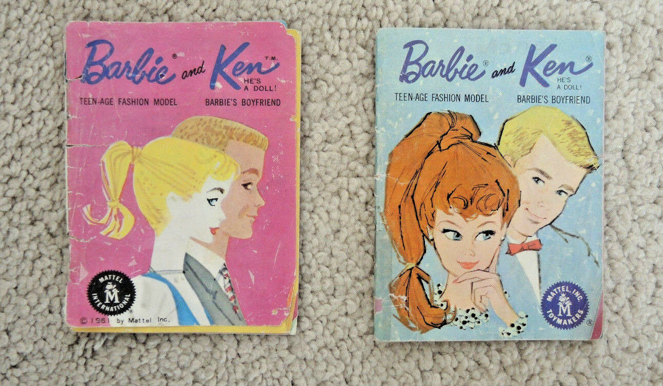 2 Vintage Original Paper Doll Book "barbie & Ken" 1961 Matel Printed In Japan