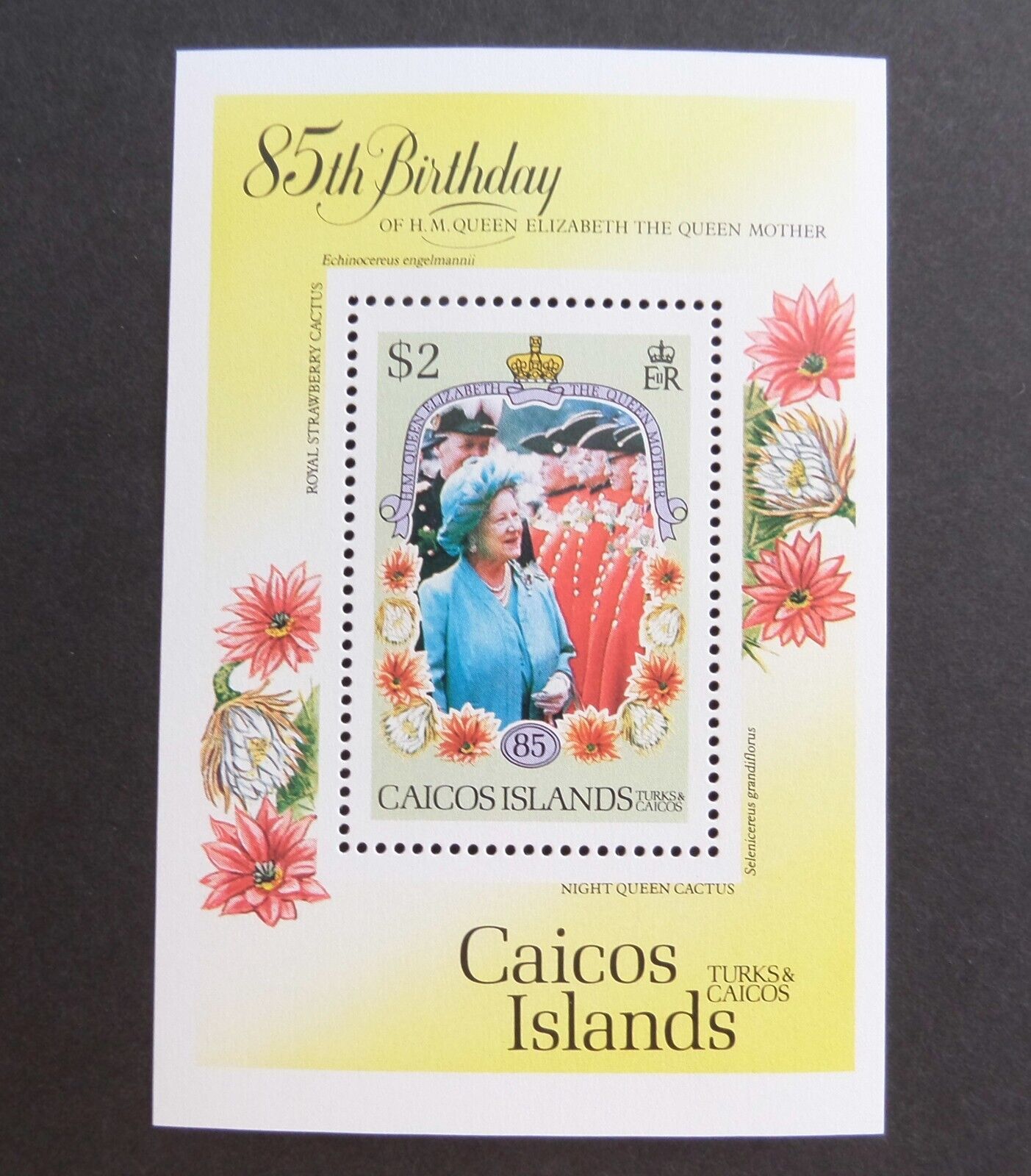 Caicos 1985 Queen Mother 85th Birthday Ms Mnh Um Unmounted Mint