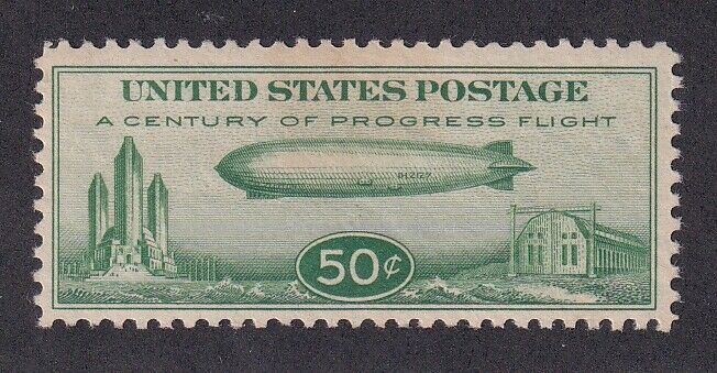 1933 U.s. Scott # C18 Fifty Cent Graf Zeppelin Airmail Stamp Mint Light Hinged