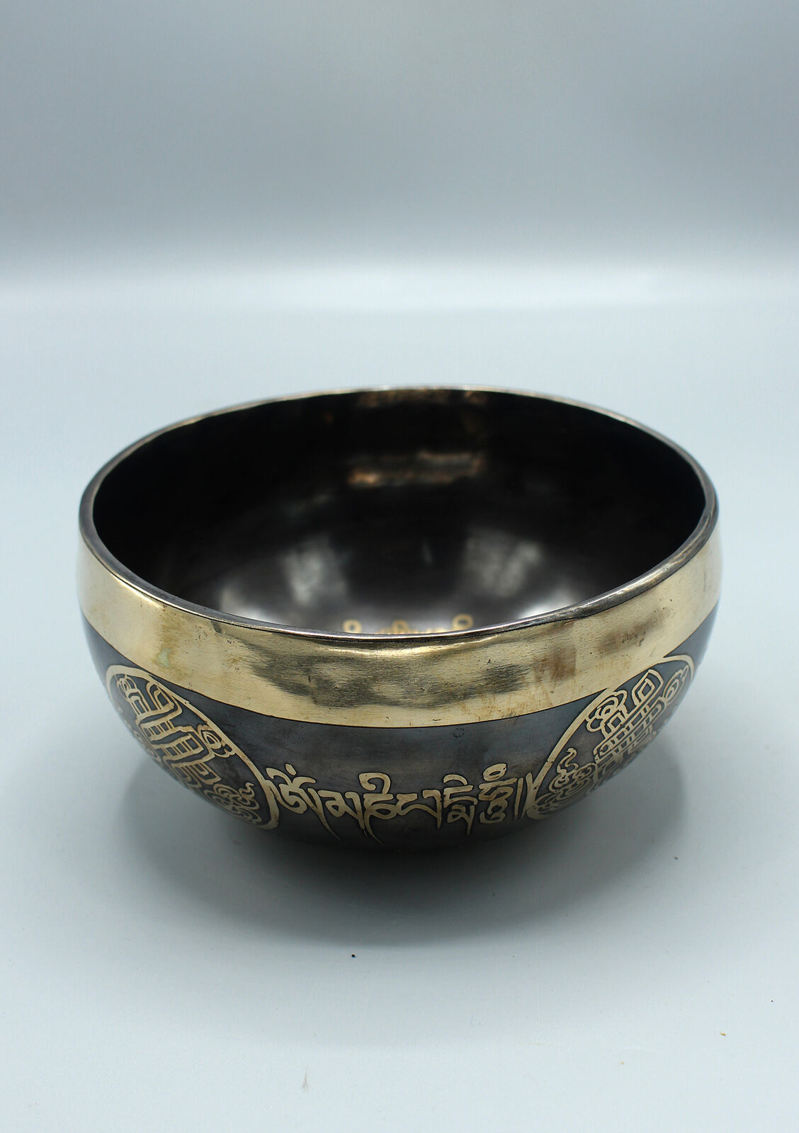 Oxidized Handmade Hindu Om and Endless Knot Singing Bowl
