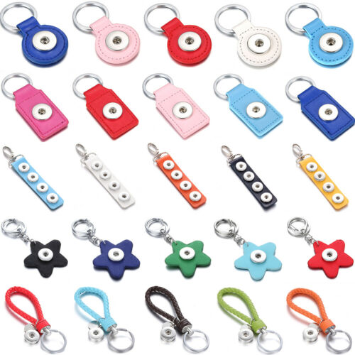 Charms DIY Snap Button Leather Keychain Key Rings Fit 18mm Snap Button Jewelry