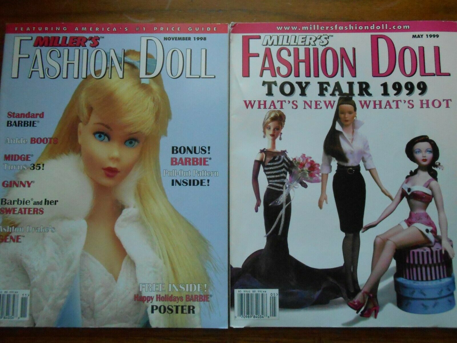 Lot of 2 Miller's Fashion Doll Magazines Barbie Doll 1998 1999 patterns poster
