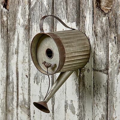 Watering Can Birdhouse - Distressed Metal Bird House for Hanging Outdoors