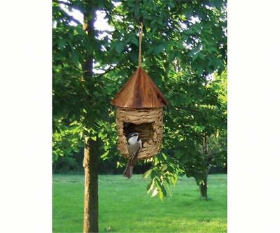 Small Hanging Grass Twine Roosting Pocket Birdhouse With Roof, Se10345       #dm