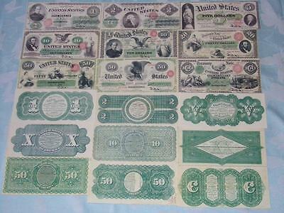 Starter Collection Of 9 Old Civil War Greenback Banknotes Copies Pls Read Descri
