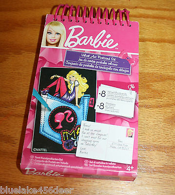 Barbie Create Card Set 8 Velvet Art Postcard 8 Markers  Kids Activity