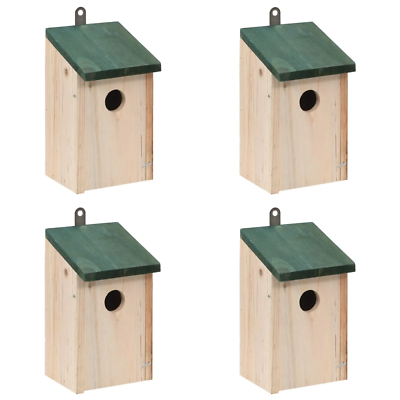 Vidaxl 4x Bird House Wooden Green Nesting Box Animals Garden Patio Feeder Roof