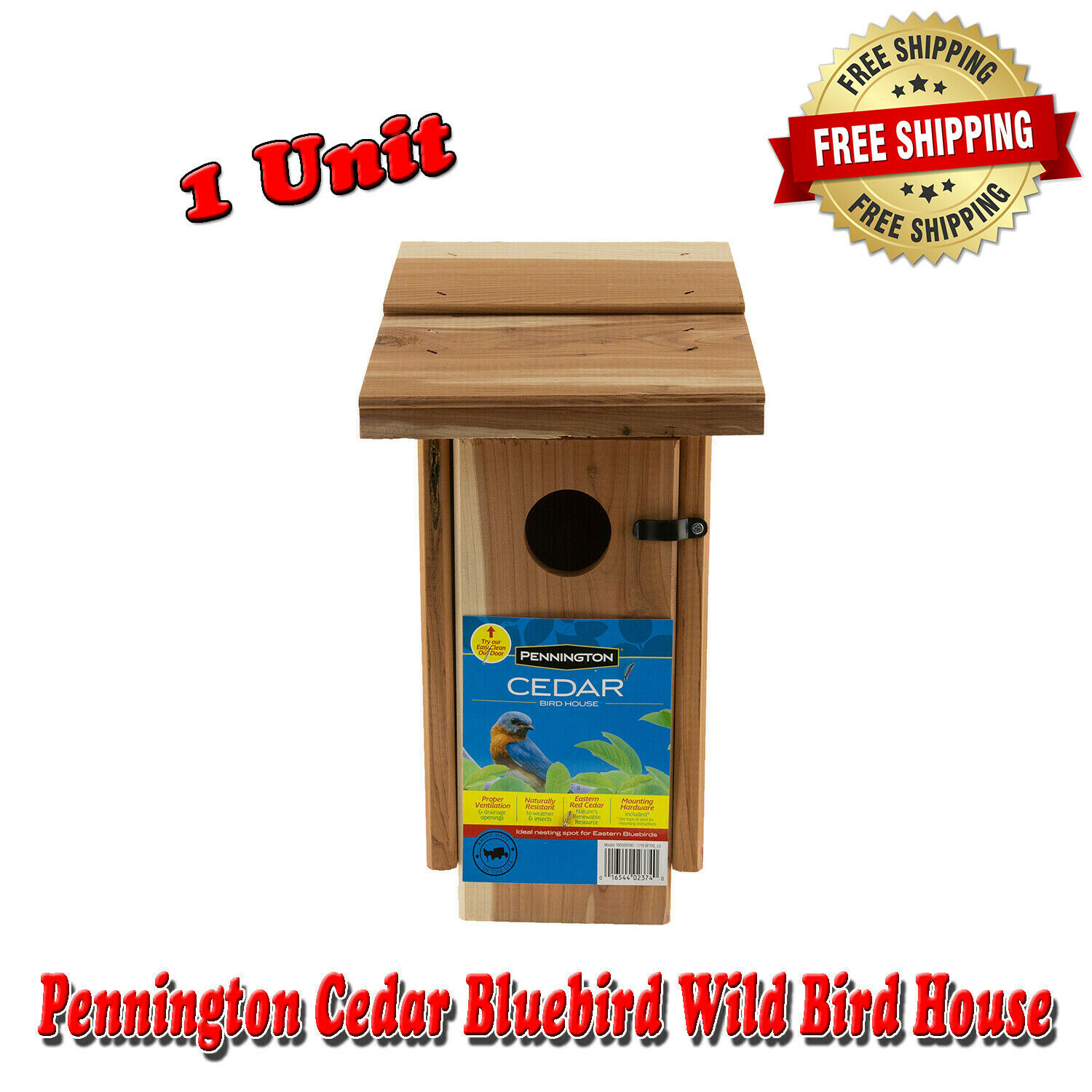 Pennington Cedar Bluebird Wild Bird House, 1 unit, Made of Cedar Wood
