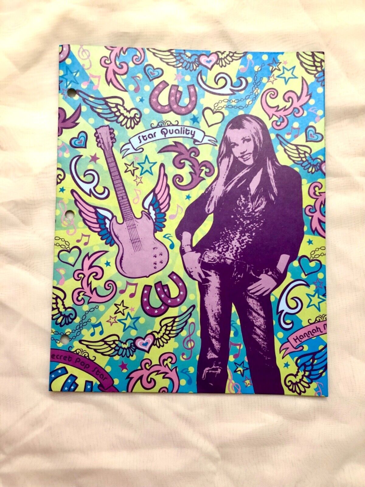 Hannah Montana Folder 3-Ring Binder Compatible, 2007- Blue, Green & Purple