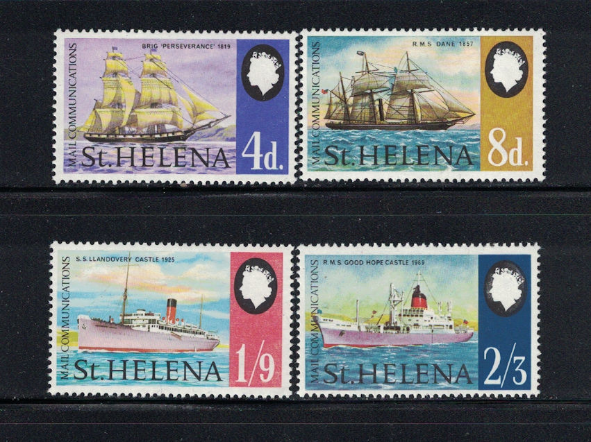 St. Helena 1969: #224-227 Mail Boats Nh:lot#12/2
