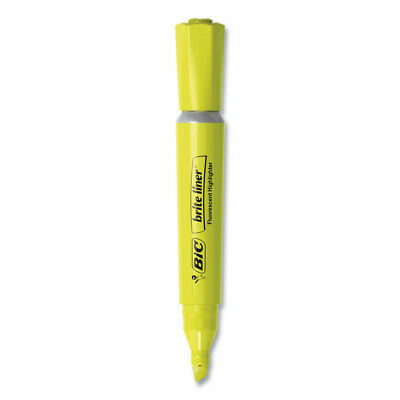 BIC BLMG11YW 12-Pc. Brite Liner Tank-Style Highlighter - Fluorescent Yellow New