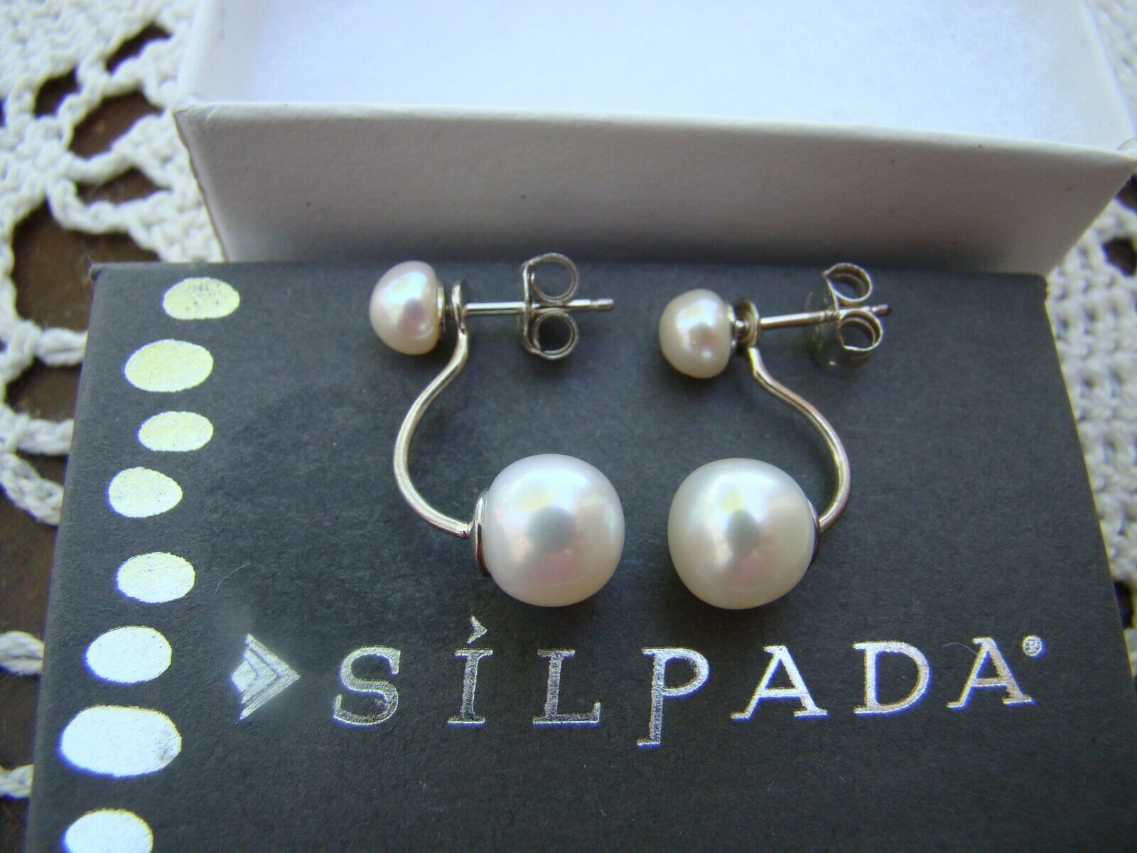 Silpada Sterling Silver Pearl "lady Luxe" Post And Jacket Earrings P3355 New!