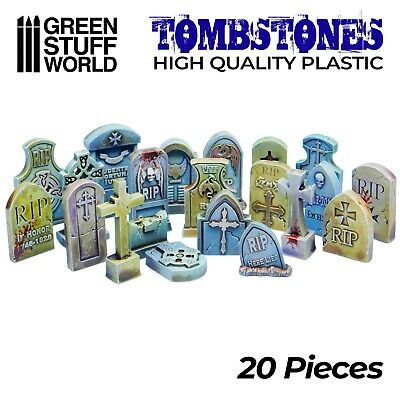 20x Gravestones Plastic Set - Cemetery Warhammer Model Scenery Landscape Graves