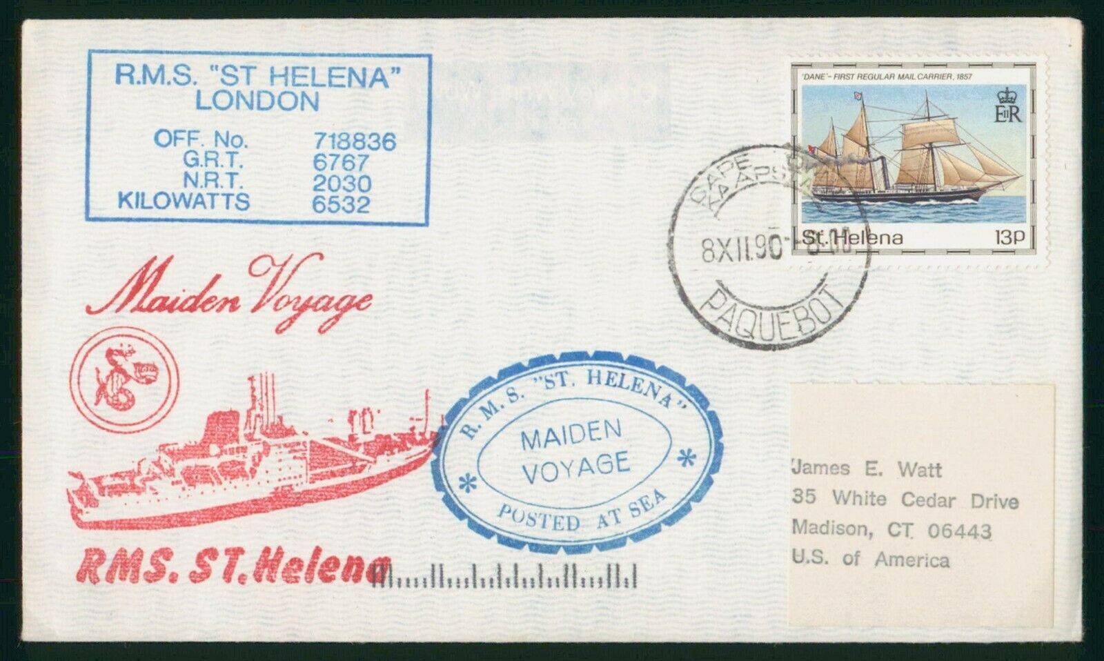 Mayfairstamps St Helena 1990 Maiden Voyage London Paquebot Cover Wwp32831