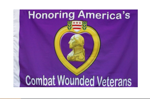 Purple Heart Combat Wounded 3 X 5  Flag Banner Fl681  Military Veteran Support